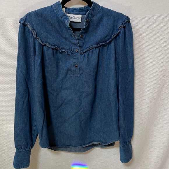 Vintage Cottagecore Denim Chambray Blouse - Picture 9 of 14